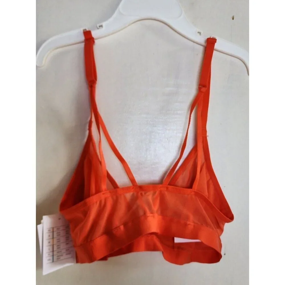 New Auden Women's Orange Sheer Pullover Bralette Adjustable Straps Size XS